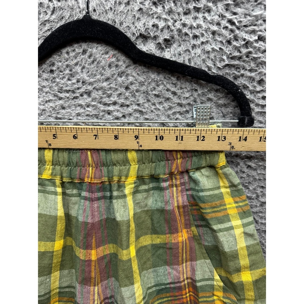 Nicholas Daley Linen Green Plaid Wide Leg Drawstring Cargo Pant Mens Size 30 - Picture 11 of 15